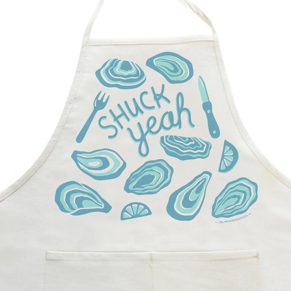 The Neighborgoods shuck yeah oyster apron chef weight twill great gift NWT - Picture 2 of 2